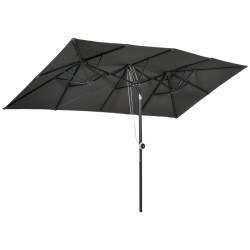 Outsunny suuri aurinkovarjo, korkeussäädettävä, kallistettava, 150x295x170-214 cm, harmaa