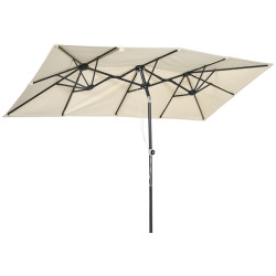 Outsunny suuri aurinkovarjo, korkeussäädettävä, kallistettava, 150x295x170-214 cm, kermainen