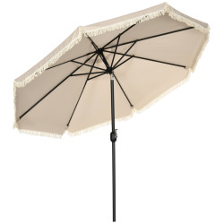 Outsunny aurinkovarjo, hapsuilla, kallistettava, käsikahva, teräs+polyesteri, khaki, Ø268 x 232 cm, Ø268 x 232 cm.