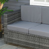 Outsunny polyrottinki sohva tyynyillä 3-paikkainen puutarha lounge sohva metalli polyesteri harmaa 185 x 70 x 80 cm