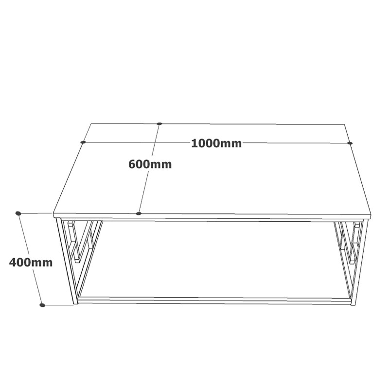 Kahvipöytä 100 cm, Valkoinen marmori / Kulta