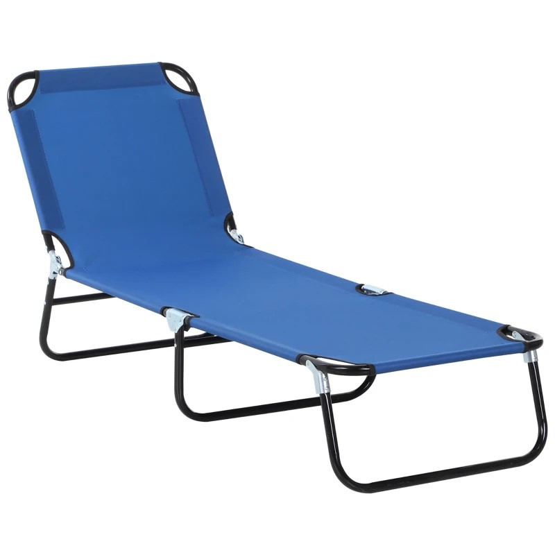 Outsunny aurinkotuoli, 5-asentoinen säädettävä selkänoja, metallirunko, 190 x 56 x 28 cm, sininen