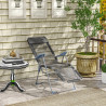 Outsunny taittuva tuoli puutarhatuoli, säänkestävä, kokoontaitettava, 63 cm x 81 cm x 108 cm, harmaa + hopea