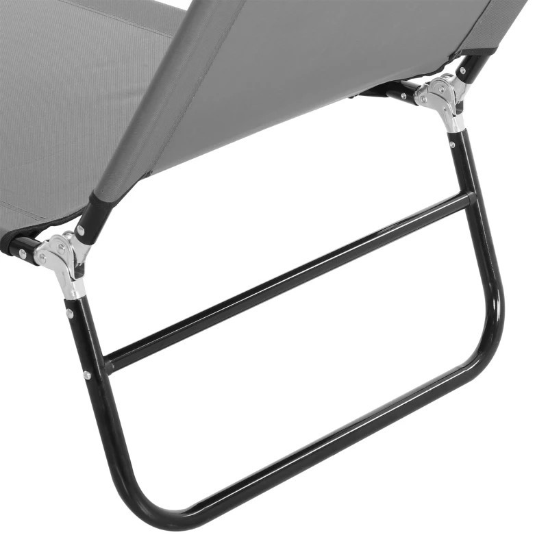 Outsunny aurinkotuoli, 5-asentoinen säädettävä selkänoja, nopeasti kuivuva, metallirunko, 188 x 56 x 28 cm, harmaa