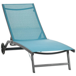 Outsunny aurinkotuoli, 5-vaiheisesti säädettävä selkänoja, hengittävä kangas, alumiinirunko, sininen, 195 x 66 x 34 cm.