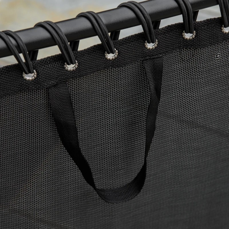 Outsunny aurinkotuoli 4-vaiheinen selkänoja teräsverkko kangas musta 197 x 58 x 30 cm