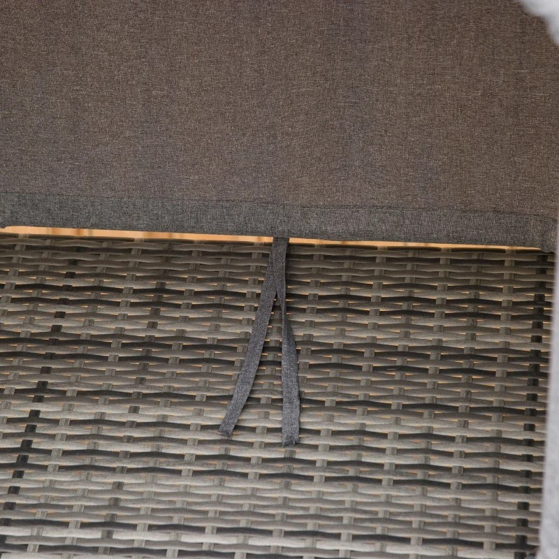 Outsunny aurinkotuoli polyrottingista aurinkokatoksella tyynyillä harmaa 195 x 65 x 40 cm