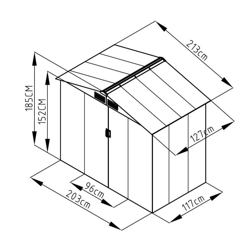 OUTLET! POHJOLA GARDEN Pihavaja 2,7m2 Puutarhavaja, Peltivarasto, Työkaluvaja Valkoinen + sokkeli, lue tuotekuvaus!