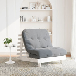 Futon vuodesohva patjalla valkoinen 80x206x11 cm täysi mänty