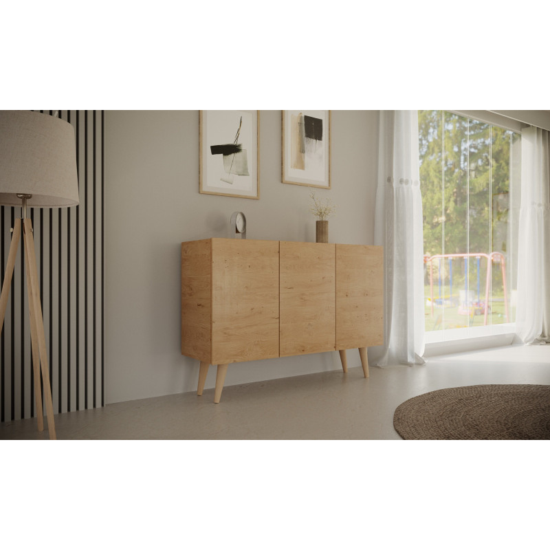 Kocot Toronto senkki 120cm, 3 kaappia, säädettävä hyllykorkeus, beige