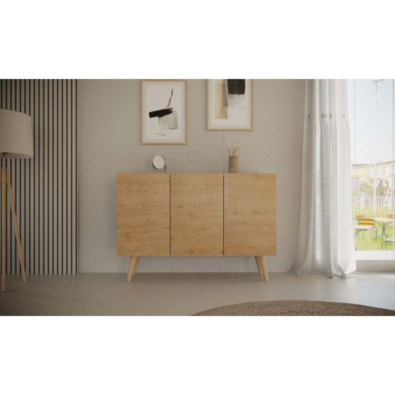 Kocot Toronto senkki 120cm, 3 kaappia, säädettävä hyllykorkeus, beige