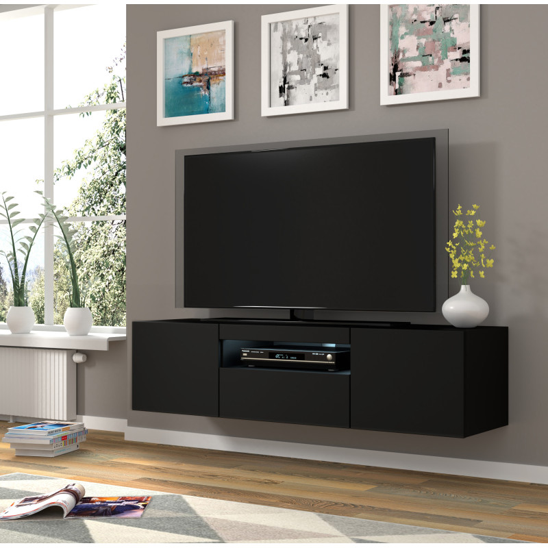 TV-taso AURA 150cm seinä-& lattia-asennus, musta