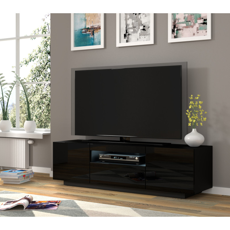 TV-taso AURA 150cm seinä-& lattia-asennus, kiilto musta