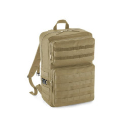 Bagbase Molle Tactical Reppu Dual velcro-panelilla, beige 25L