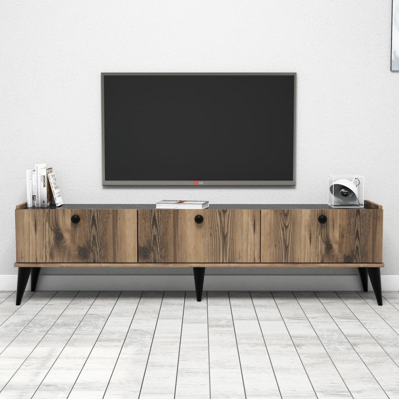 Chic Home Lilli TV-taso 180 cm, tummanruskea/musta