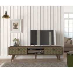 Chic Home Valeria TV-taso 180 cm, tummanruskea/oliivi