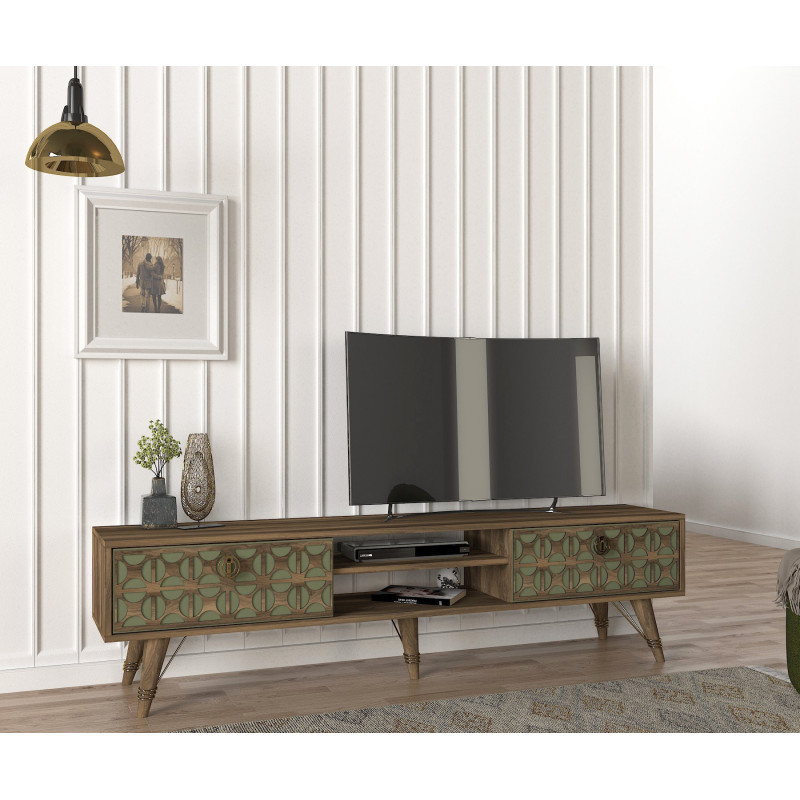 Chic Home Valeria TV-taso 180 cm, tummanruskea/oliivi