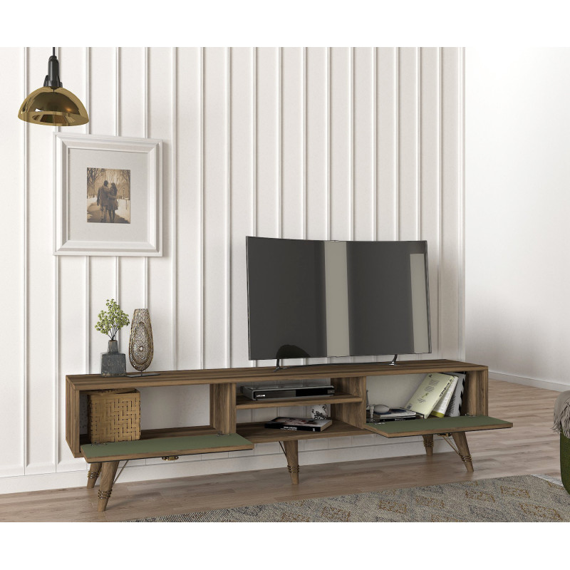 Chic Home Valeria TV-taso 180 cm, tummanruskea/oliivi