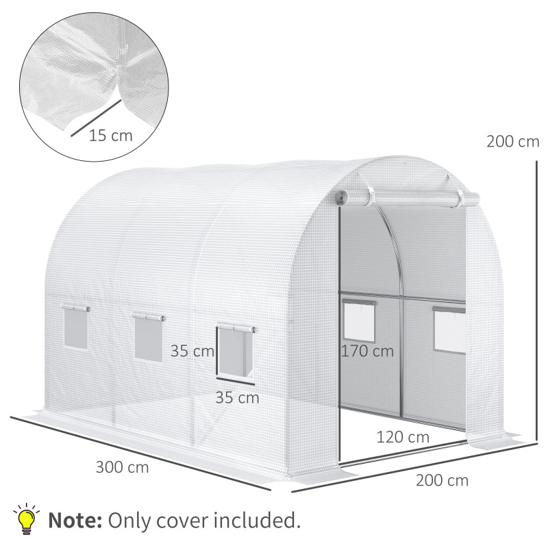 Outsunny Kasvihuoneen Peite 3x2x2m (Ei sis. runkoa)