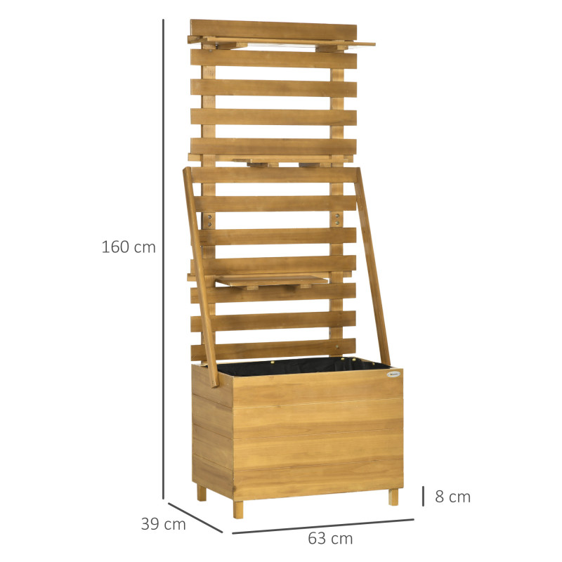Outsunny Istutuslaatikko Säleiköllä Ja Hyllyillä Massiivipuusta 63 x 39 x 160 cm Natural