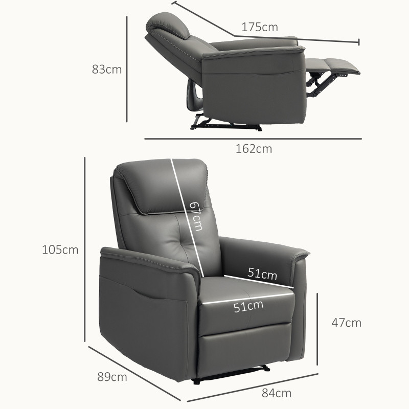 HOMCOM Mekanismituoli 84 x 89 x 105 cm Harmaa