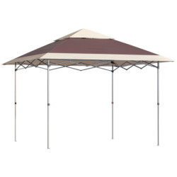 Outsunny Puutarhapaviljonki 3,6 x 3,6m Pop-Up Rungolla, Khaki / Ruskea