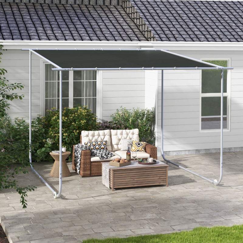 Outsunny Liikuteltava Katos / Pergola 3 x 3m, Harmaa