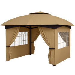 Outsunny Puutarhapaviljonki 3,4 x 3,4m Hyttysverkolla, Beige