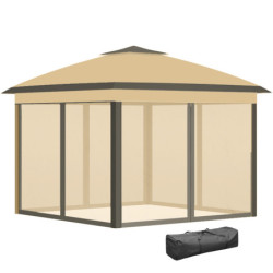 Outsunny Puutarhapaviljonki 3,3 x 3,3m Pop-Up Rungolla, Beige