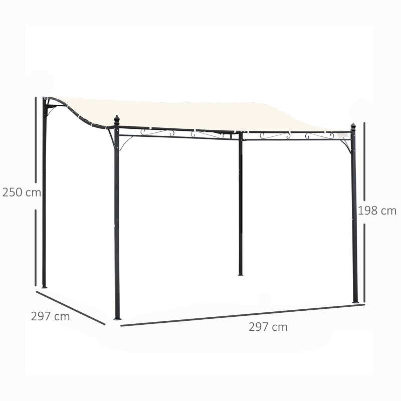 Outsunny Pergola 3x3m, Kermanvalkoinen