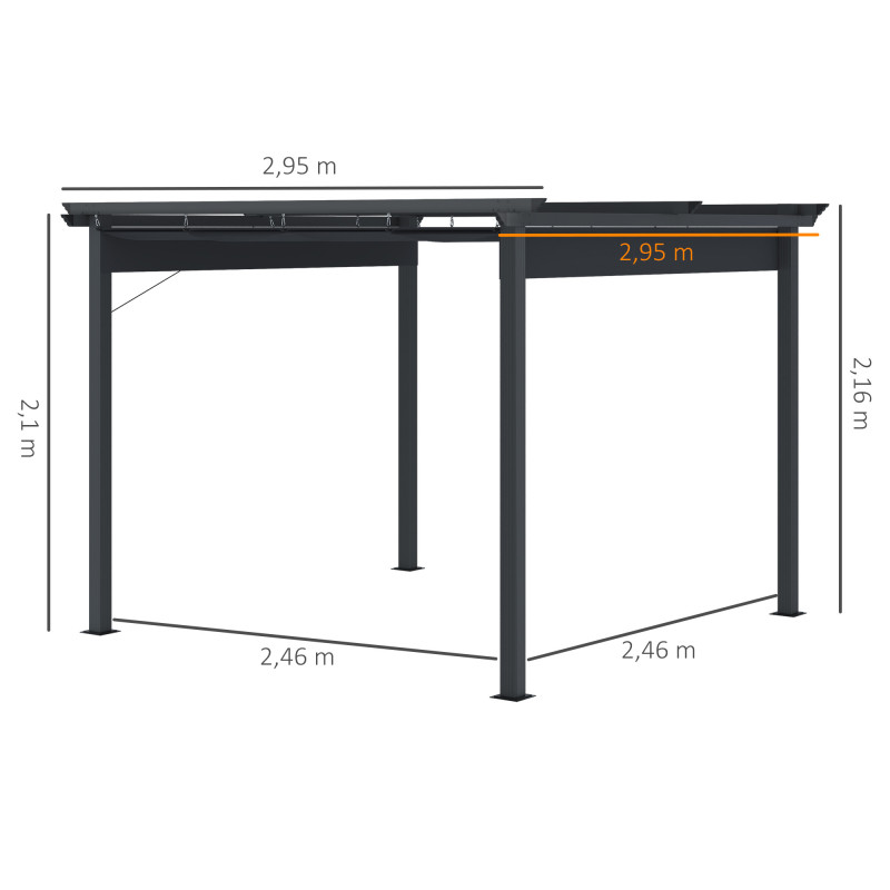 Outsunny Pergola / Terassikatos 3x3m, Musta