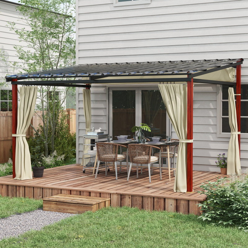 Outsunny Kovakattoinen Pergola / Terassikatos 3,5x3m, Beige