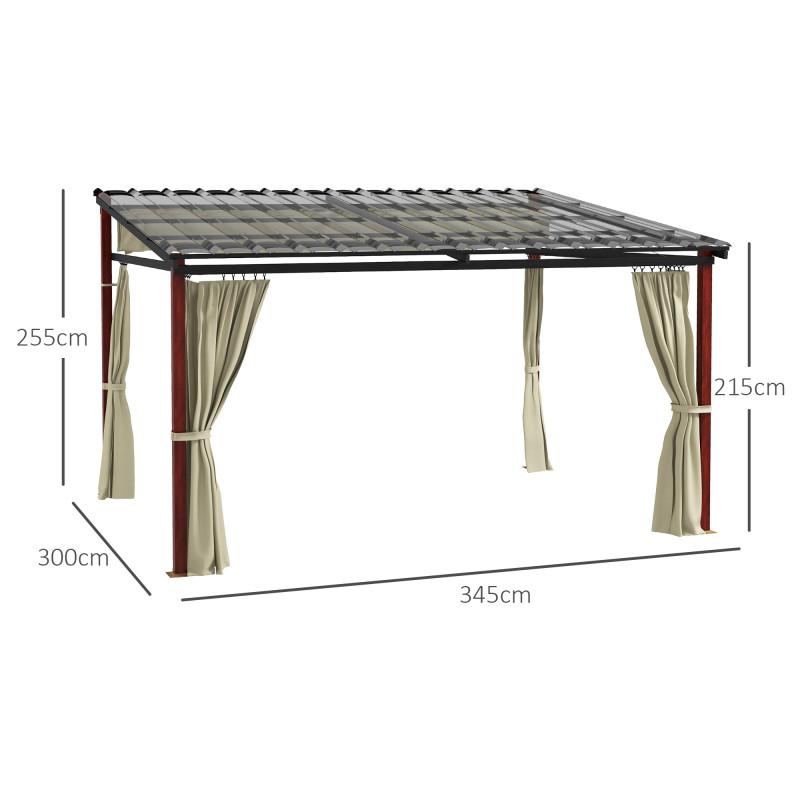 Outsunny Kovakattoinen Pergola / Terassikatos 3,5x3m, Beige