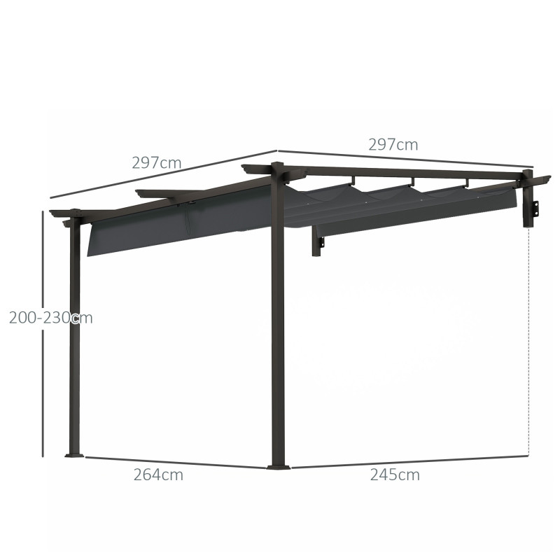 Outsunny Pergola / Terassikatos 3x3m, Harmaa