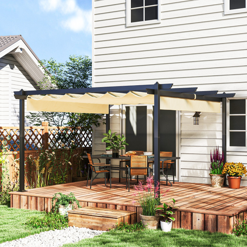 Outsunny Pergola / Terassikatos 4x4m, Beige