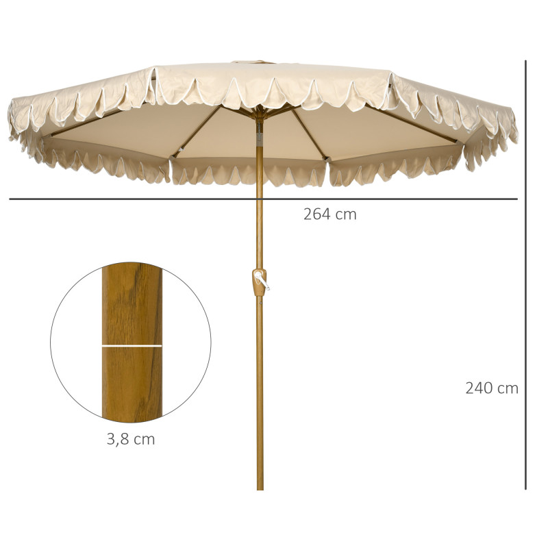 Outsunny Aurinkovarjo 264cm, Khaki