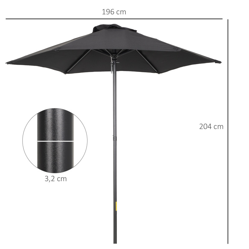 Outsunny Aurinkovarjo 196cm, Musta