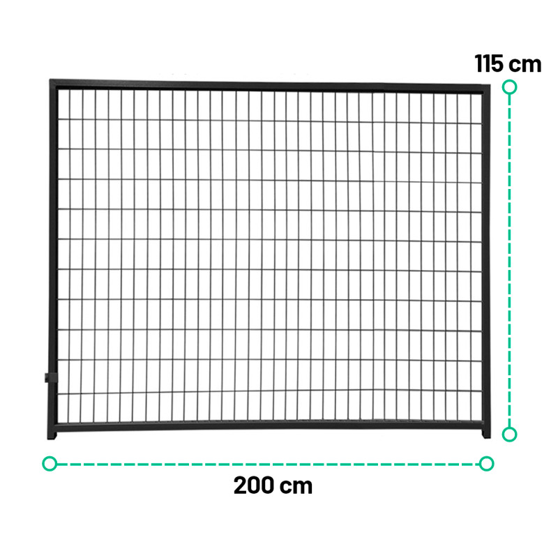 POHJOLAN LEMMIKKITARVIKE Matala Koiratarha 4 x 2 x 1,15 m, 8m2 Elementtitarha, Musta Teräs