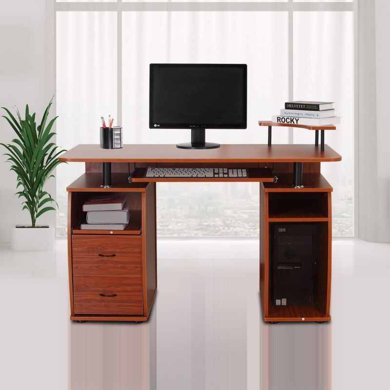 Tietokonepöytä näppäimistötasolla (ruskea)