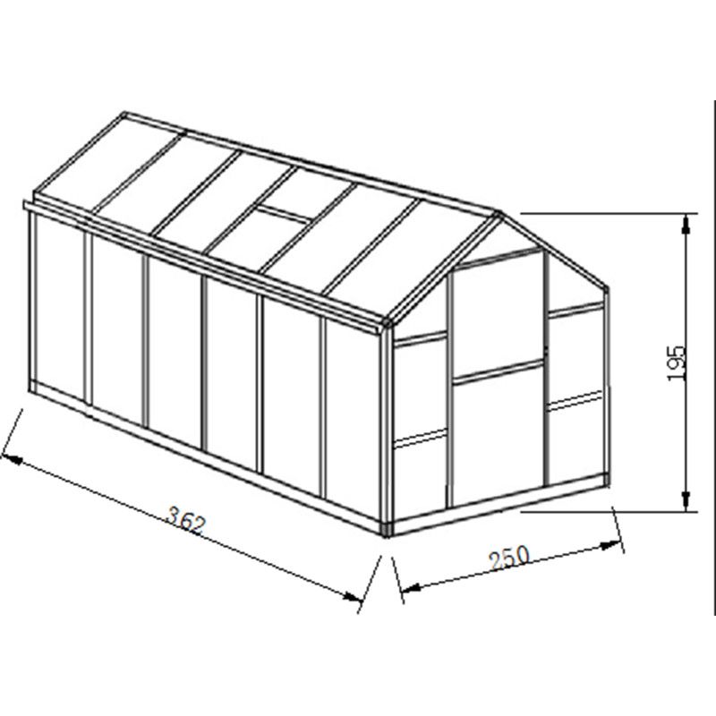 POHJOLA GARDEN Kasvihuone 8,6m2 Sokkeli & Rännit, 4mm 610g/mm2 kennolevyt