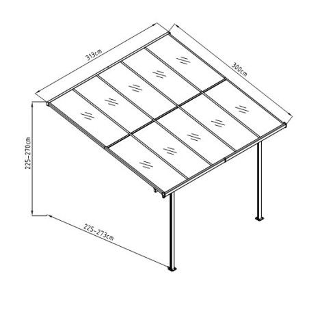 Terassikatos 3.13m x 3.00m Harmaa | Suomen halvin