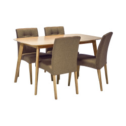 ENRICH ruokailuryhmä, pöytä & 4 ruskeaa tuolia