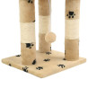 Kissan raapimispuu sisal-pylväillä 65 cm beige tassukuvioilla