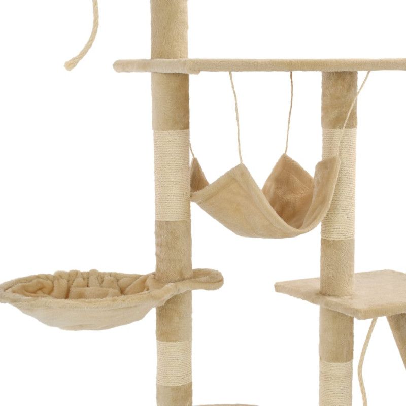 Kissan kiipeilypuu sisal-pylväillä 230-250 cm beige