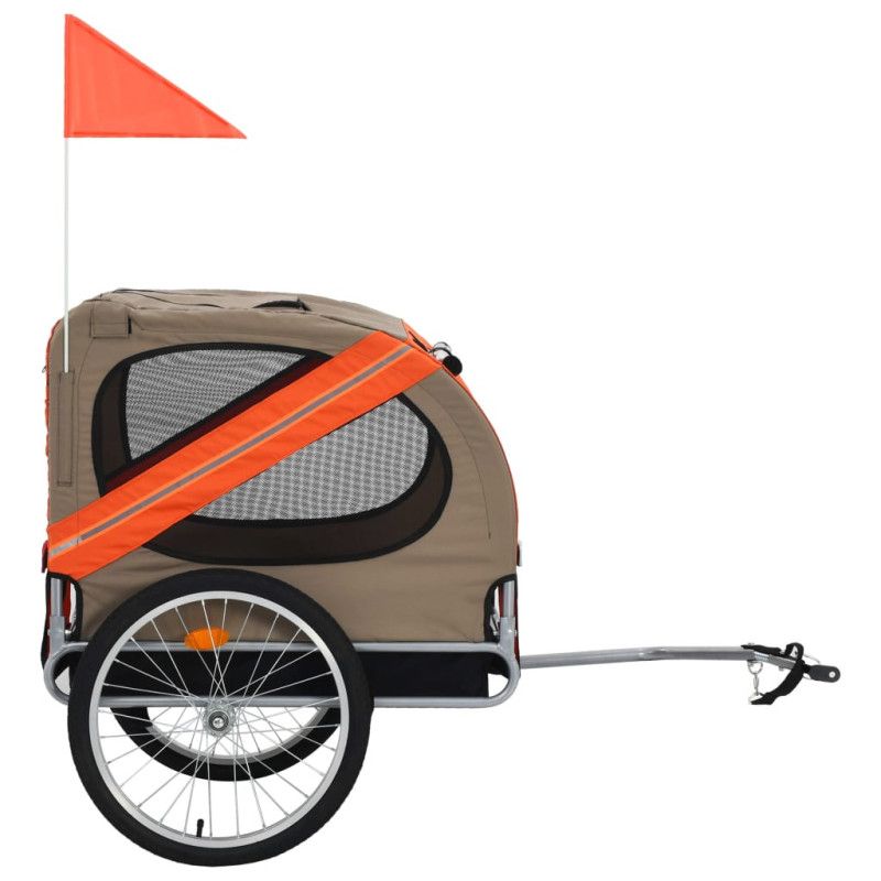 Koirankuljetuskärry polkupyörään oranssi ja ruskea