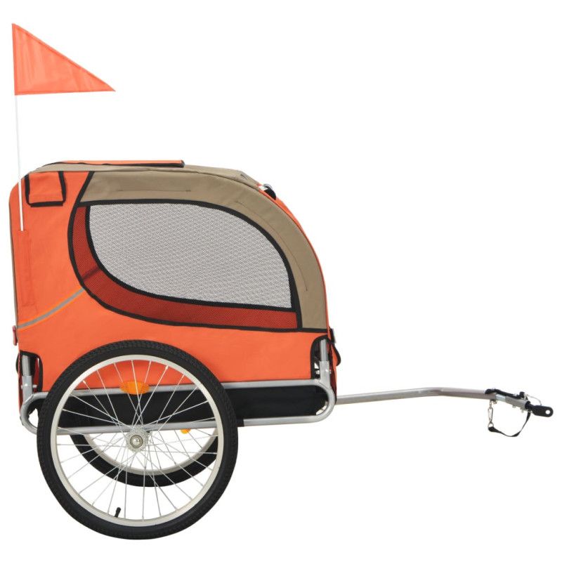 Koirankuljetuskärry polkupyörään oranssi ja ruskea