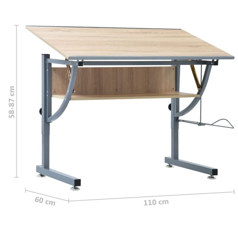 Teini-ikäisten piirustuspöytä tammi 110x60x87 cm MDF