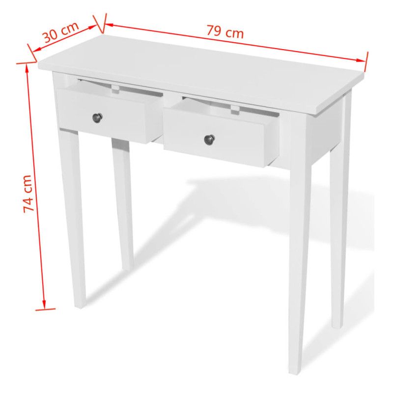 Sivupöytä 2 laatikkoa Valkoinen