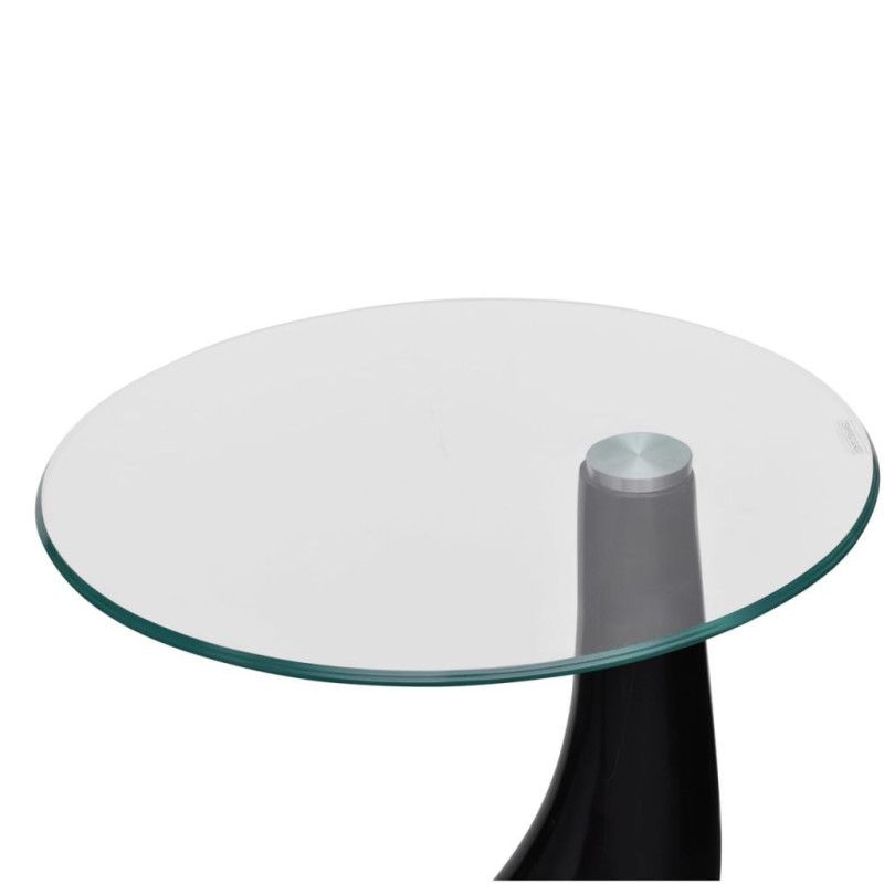Sohvapöytä pyöreä lasinen pöytälevy Korkeakiilto musta