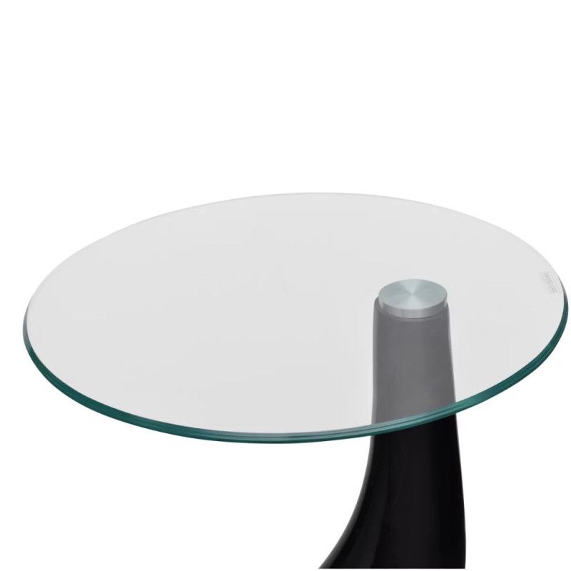 Sohvapöytä 2kpl pyöreä lasinen pöytälevy Korkeakiilto musta